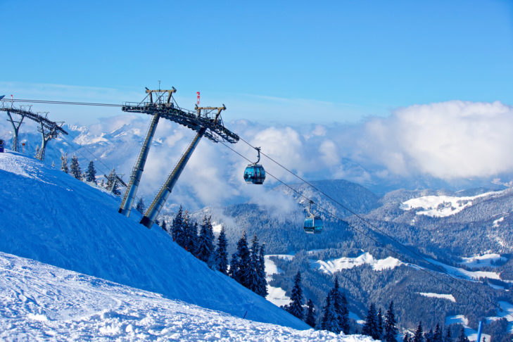 Eine der vielen hochmodernen Gondeln im Skigebiet SkiWelt Wilder kaiser-Brixental.